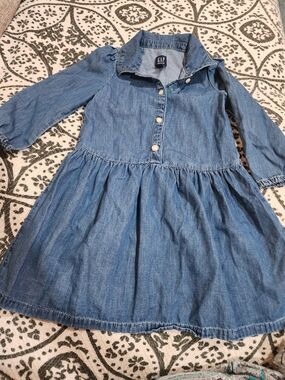 GAP Girls 4Y Denim Shirt Dress - Light Blue 100% Cotton